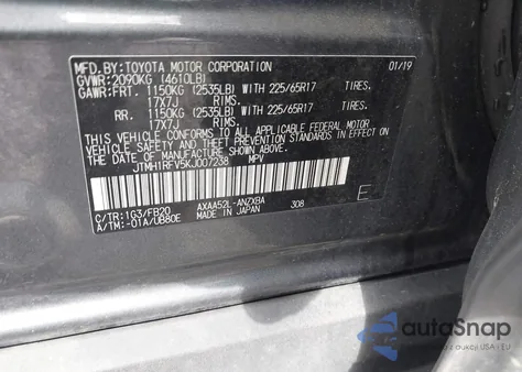 2019 Toyota Rav4 Le from USA, damaged, VIN JTMH1RFV5KJ007238